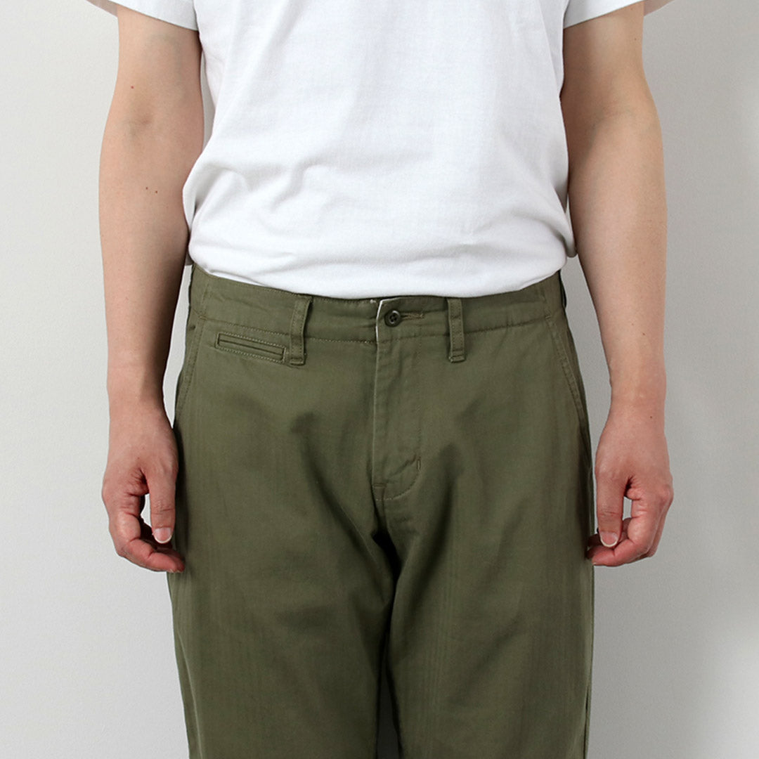Blue refabric / Herringbone Wide Tapered Vintage Trousers