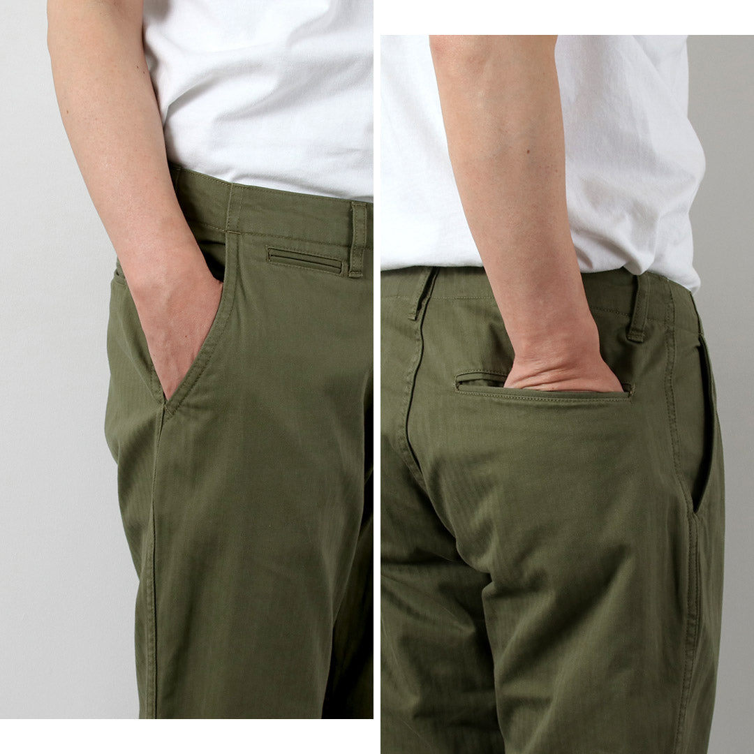 Blue refabric / Herringbone Wide Tapered Vintage Trousers