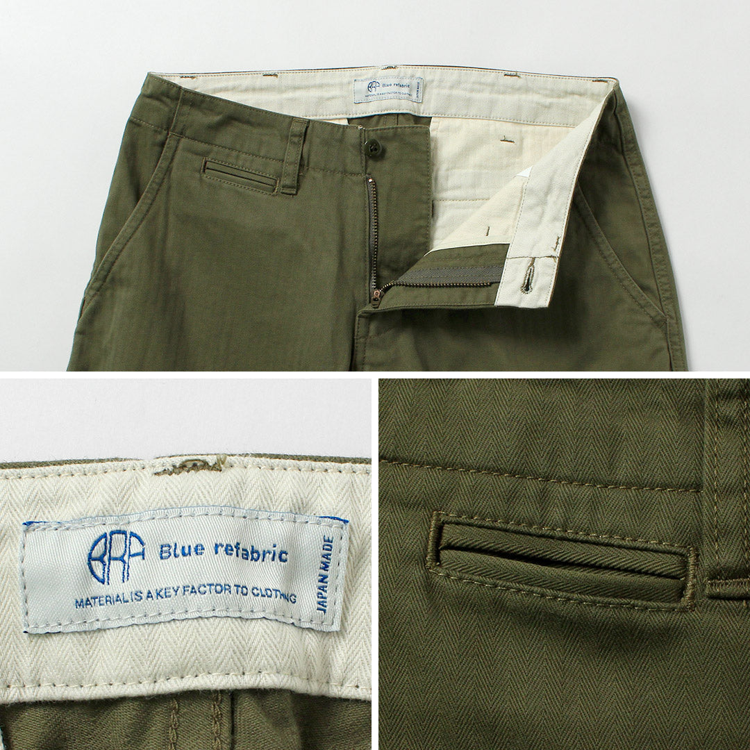 Blue refabric / Herringbone Wide Tapered Vintage Trousers