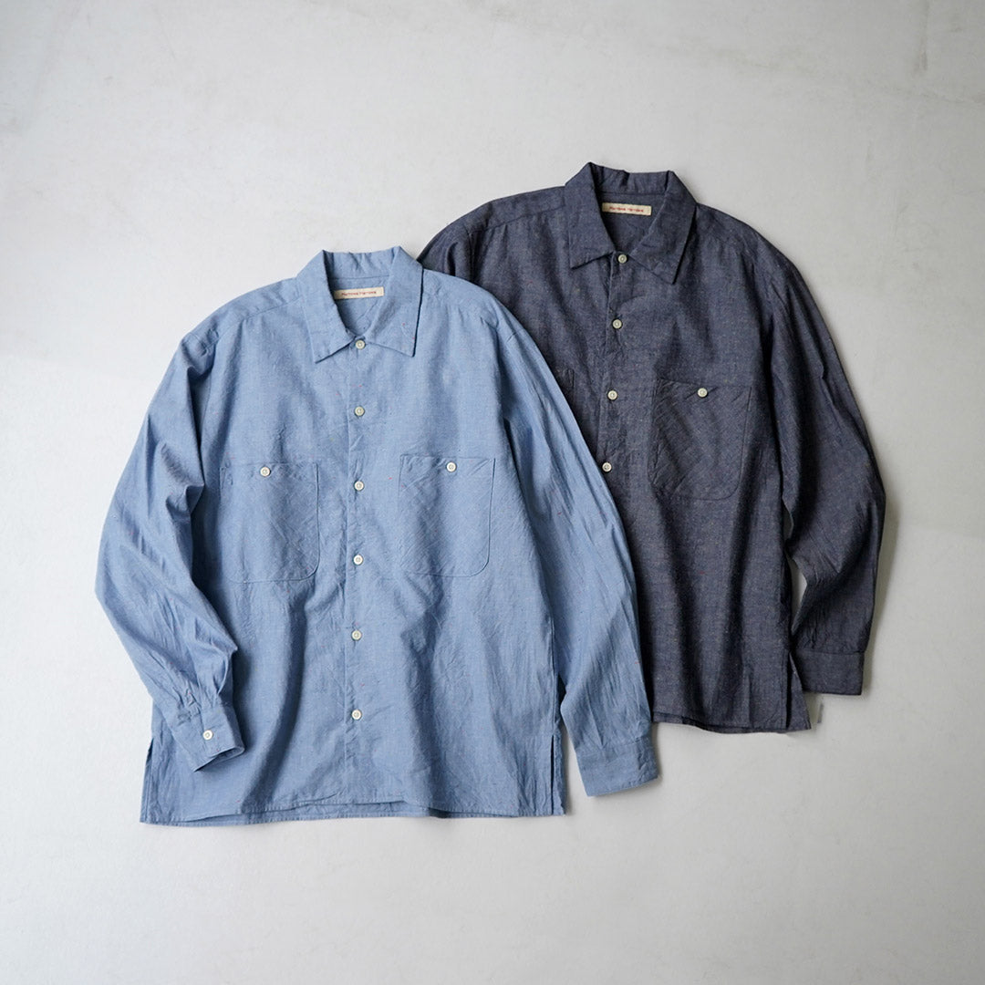 HARROWE HARROWE / 5oz 컬러 네프 샴브레이 오픈 칼라 셔츠