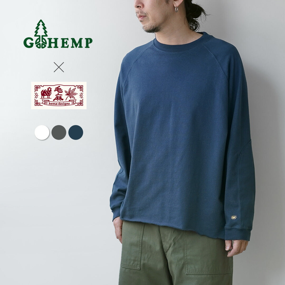 GOHEMP / T-shirt exclusif à manches longues et ourlet rond en coton de chanvre 10 oz GOHEMP × KEMA DESIGNS T-shirt