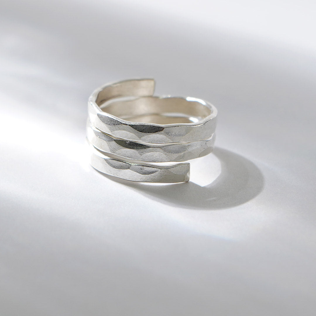 phaduA / Karen Silver Spiral Hammered Ring