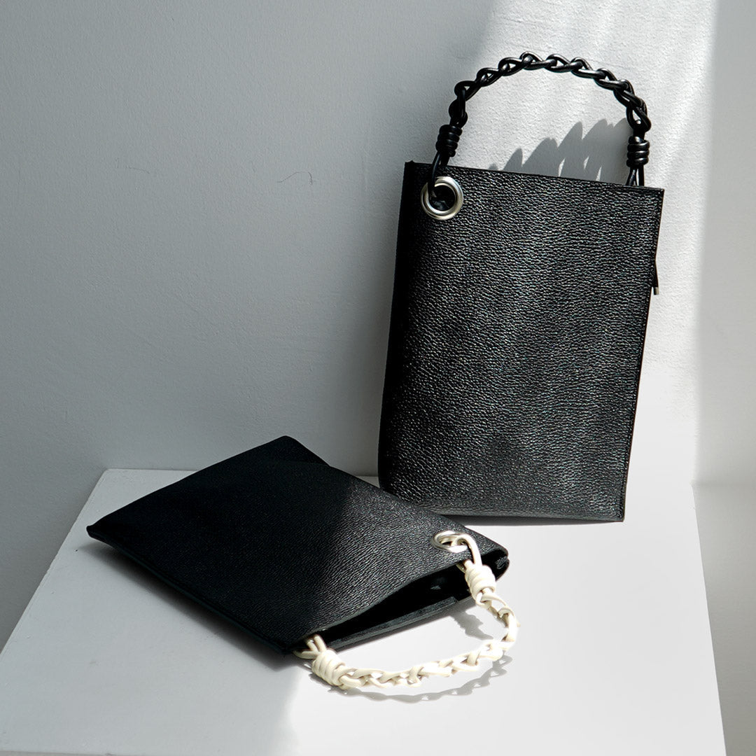SENTI / Shrunken Leather Chain-Handle Mini Handbag