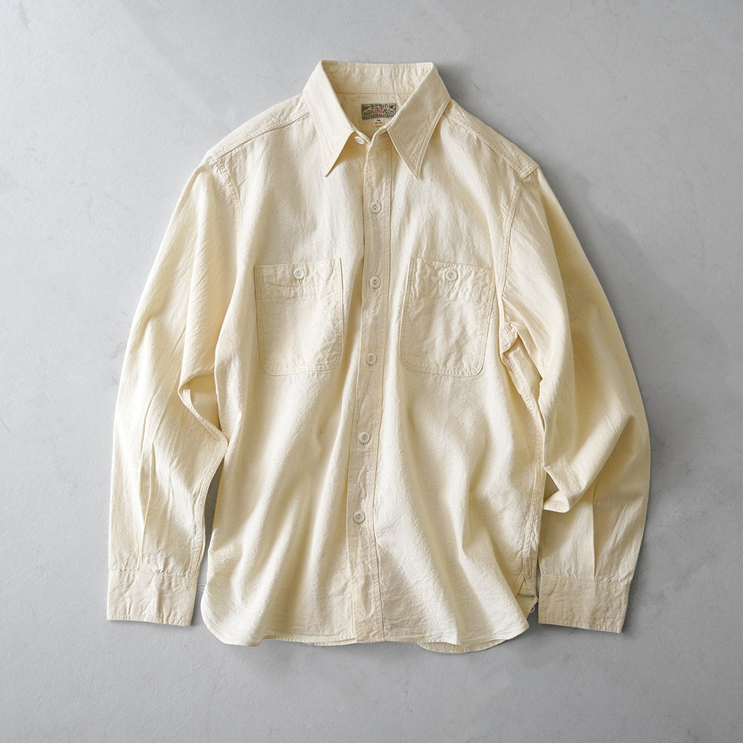 BUZZ RICKSONS / Chemise de travail en chambray blanc