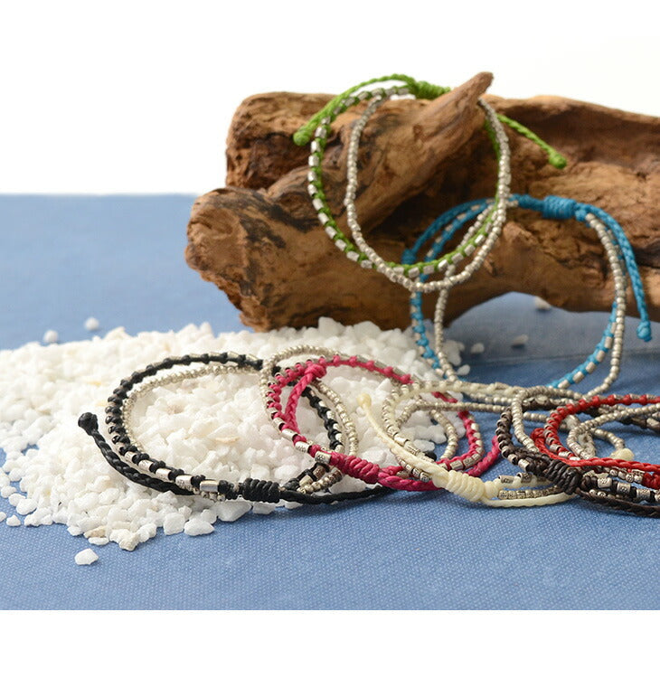 Bracelet phadua / double brin avec cordon ciré en argent