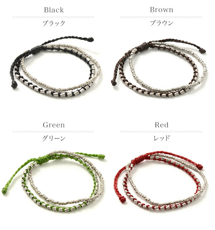 Bracelet phadua / double brin avec cordon ciré en argent