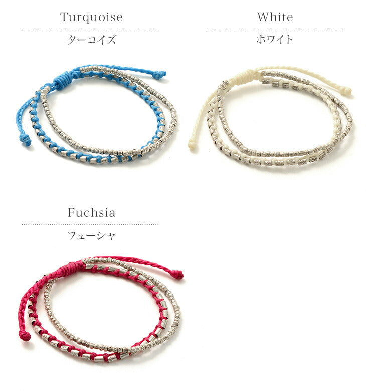 Bracelet phadua / double brin avec cordon ciré en argent