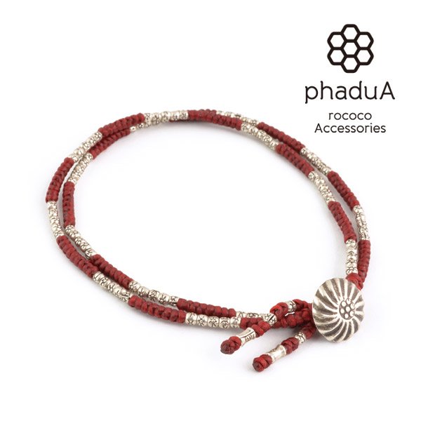 Phadua / cheville à deux brins avec cordon ciré et concho argenté