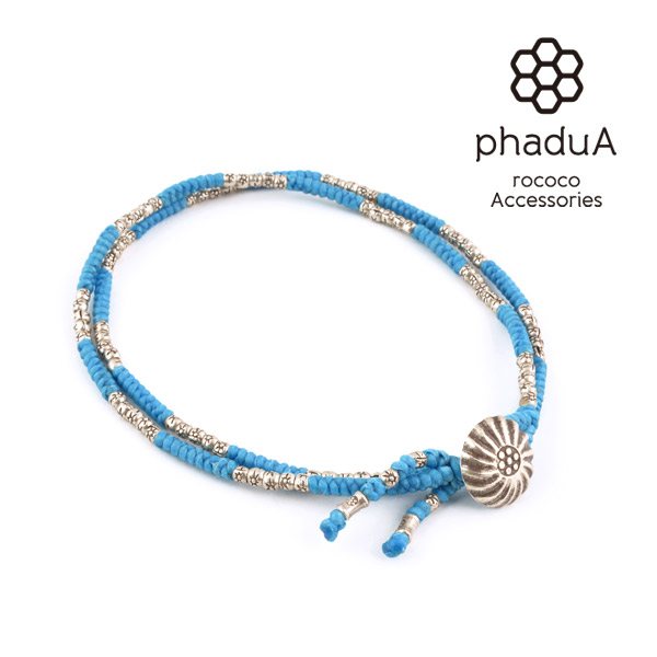 Phadua / cheville à deux brins avec cordon ciré et concho argenté
