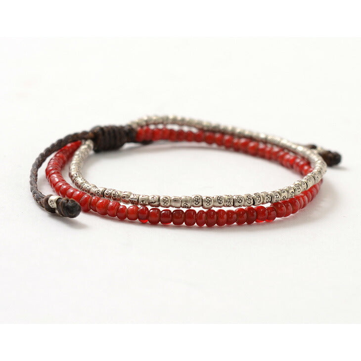 Bracelet à cordon ciré de Phadua / deux brins (cœur blanc / argent)