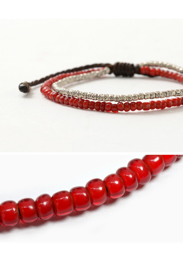 Bracelet à cordon ciré de Phadua / deux brins (cœur blanc / argent)