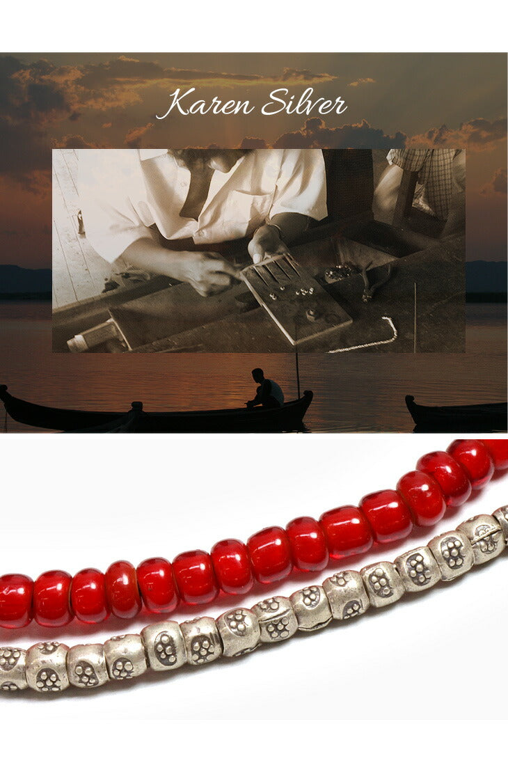 Bracelet à cordon ciré de Phadua / deux brins (cœur blanc / argent)